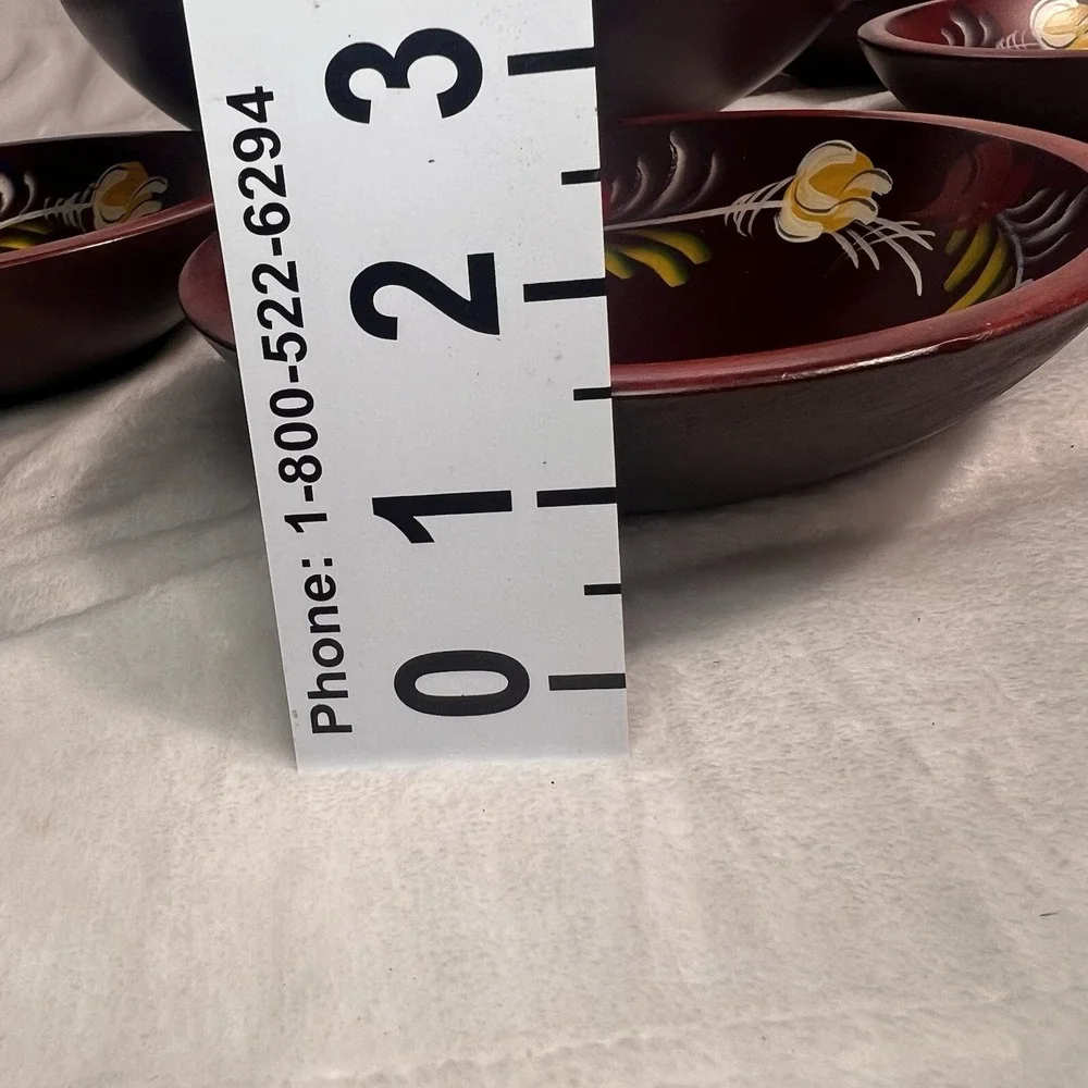 Vintage Woodcraftery Bowls Pennsylvania Dutch Hand Painted 5 Piece Salad Set
